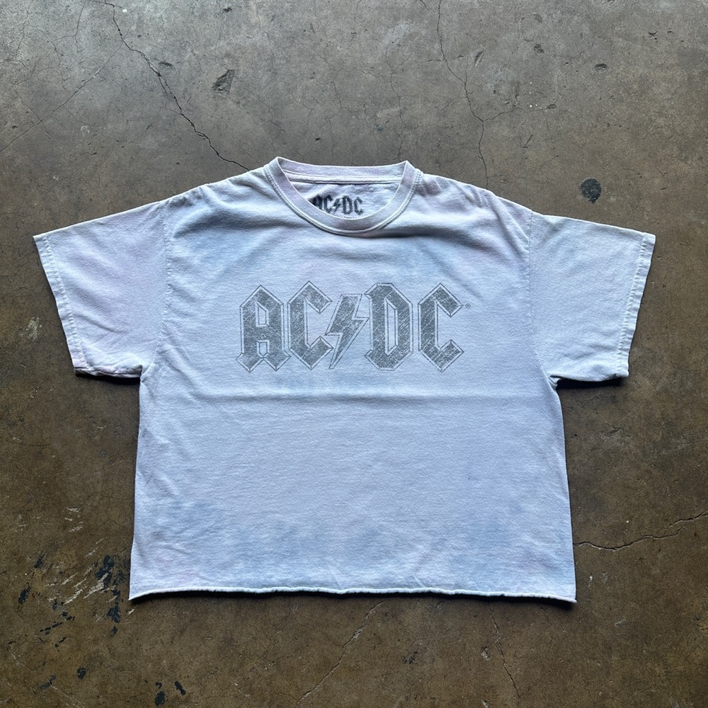 (M) Women's Medium Cropped AC DC Tie Dye  Tee